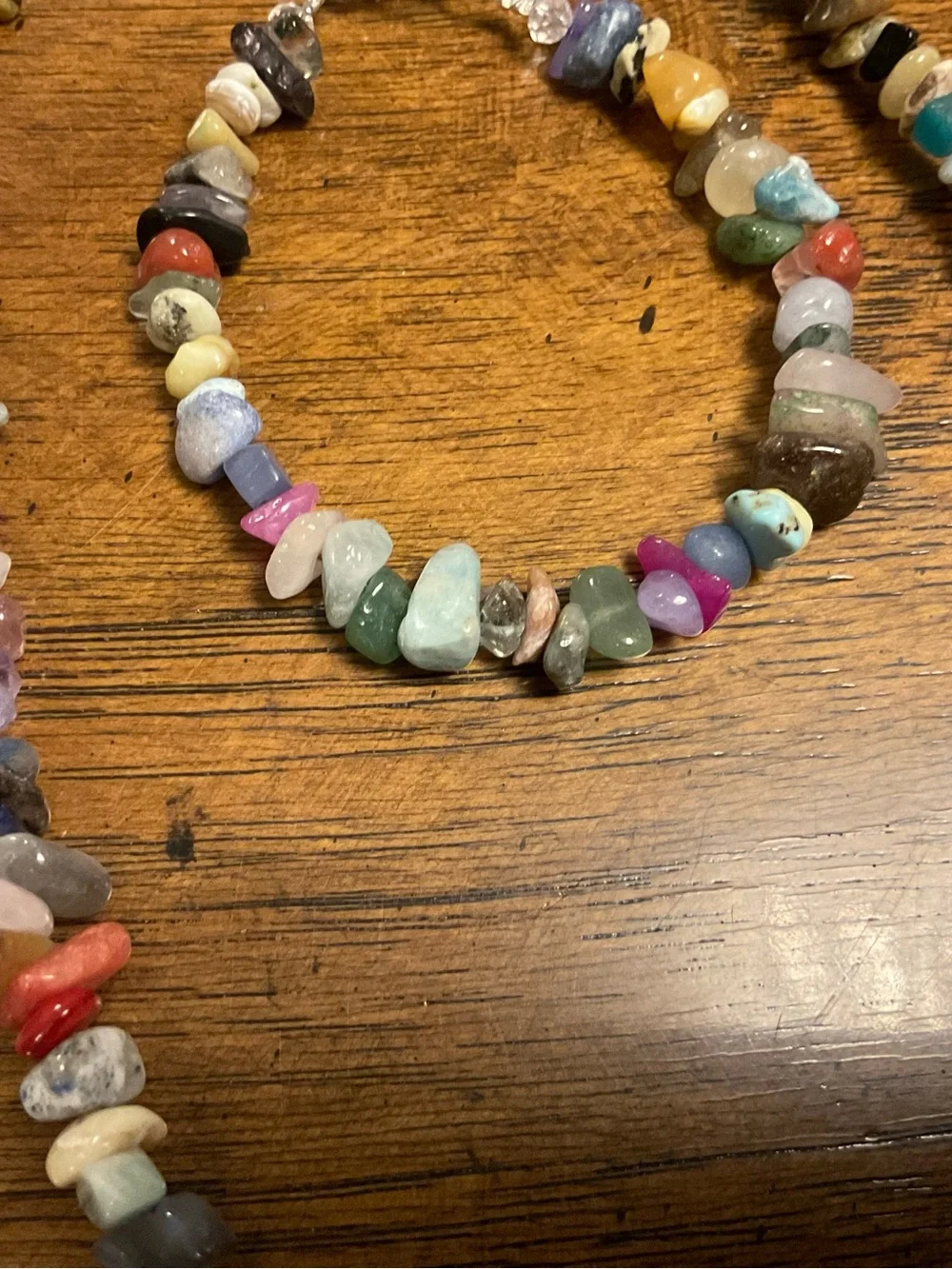Multi-Color Chip Gemstone Necklace and Bracelet Set with Glass Vial Pendant